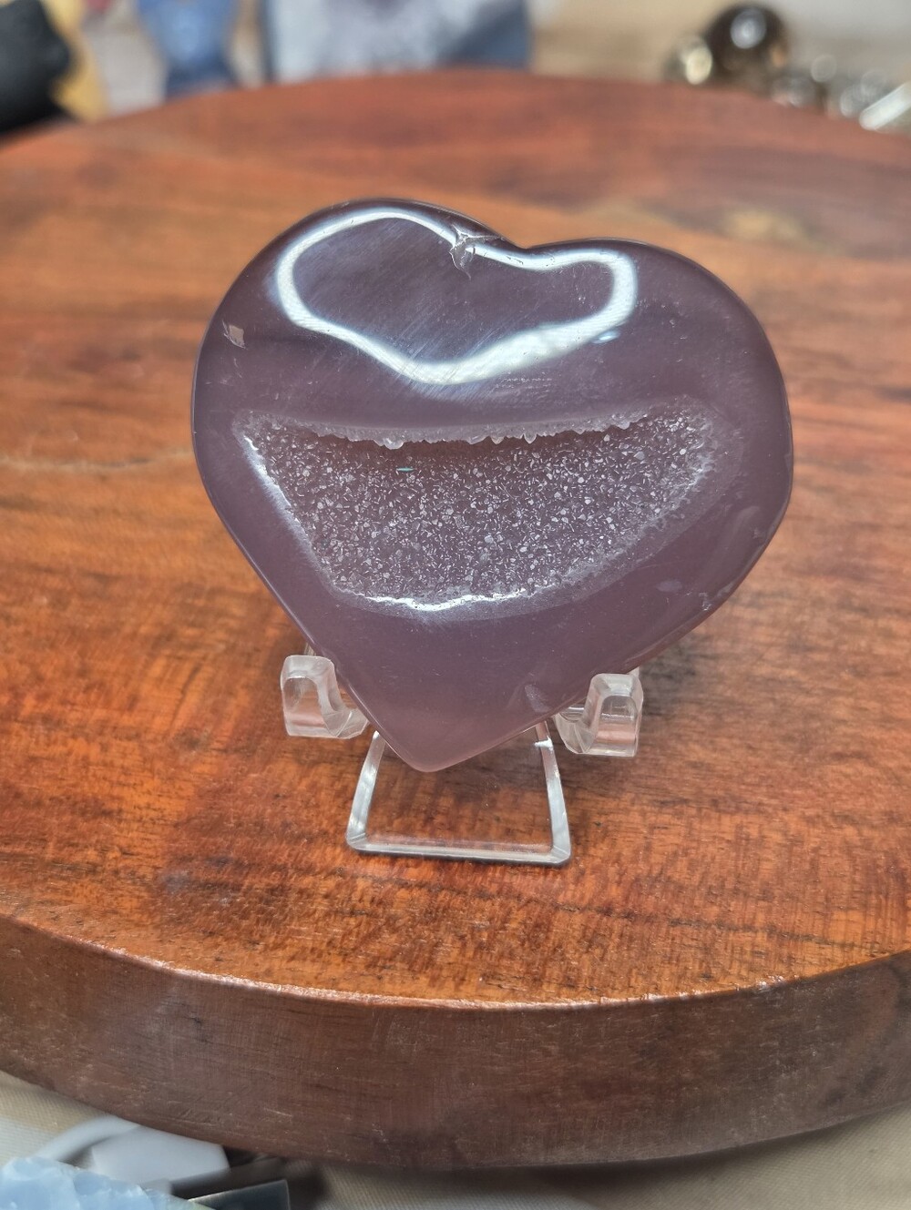 Pink Jelly agate heart With Druzy 2.5 (Self Love ) E